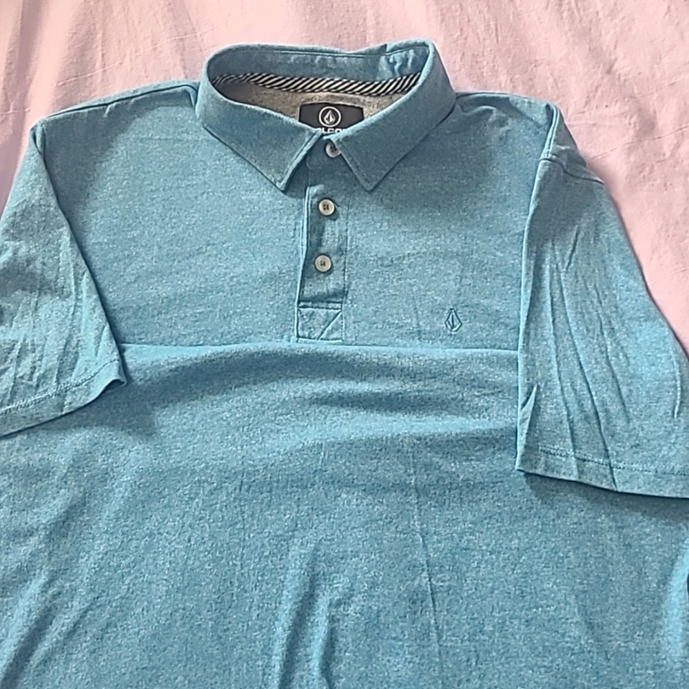 Volcom Men Polo Shirt short sleeve size M turquoise color